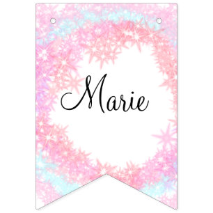 simple minimal light pink add your name girly text bunting