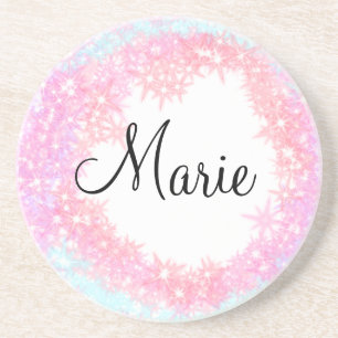 simple minimal light pink add your name girly text coaster