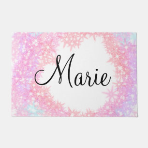 simple minimal light pink add your name girly text doormat