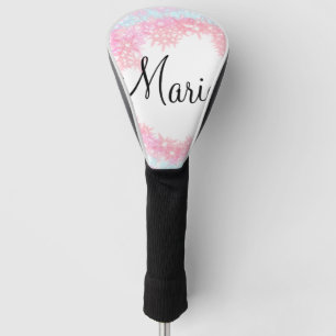 simple minimal light pink add your name girly text golf head cover