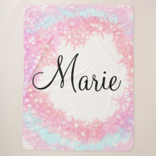 simple minimal light pink add your name girly text sherpa blanket