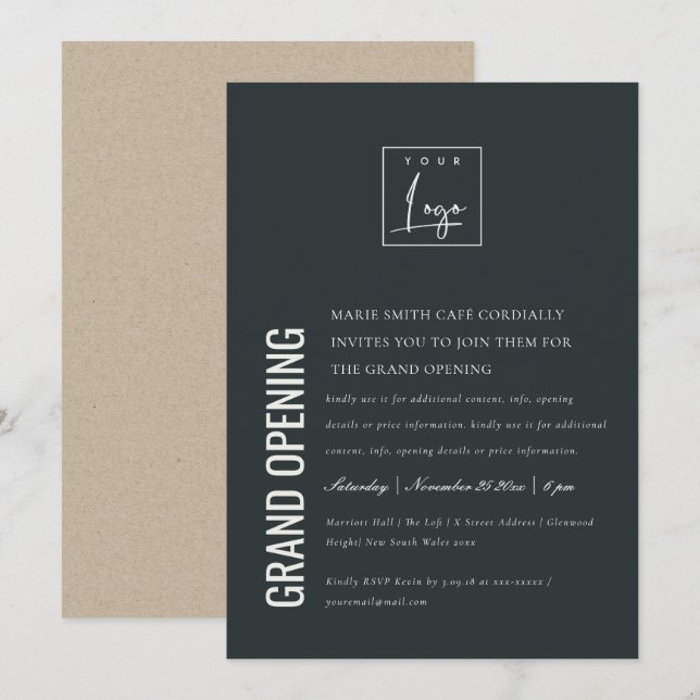 Simple Minimal Logo Business Grand Opening Invite (Front/Back)