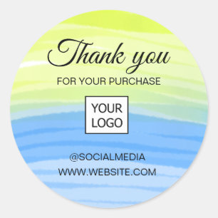 SIMPLE MINIMAL LOGO NAME SOCIAL MEDIA THANK YOU SQ CLASSIC ROUND STICKER