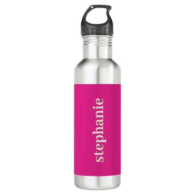 Simple Minimal Magenta Personalised Hot Pink 710 Ml Water Bottle (Front)
