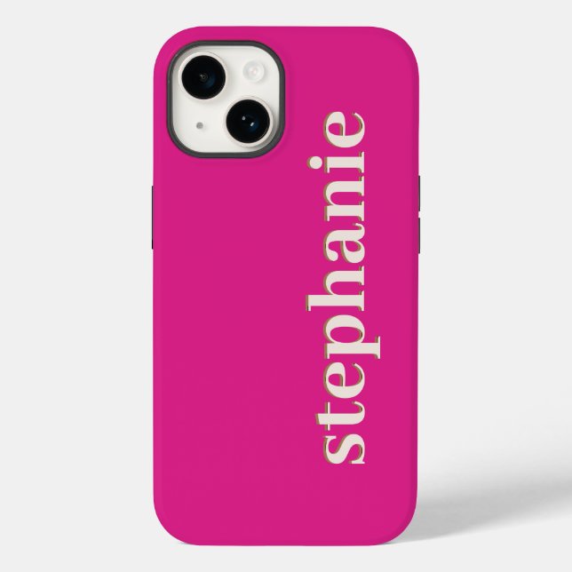 Simple Minimal Magenta Personalised Hot Pink Case-Mate iPhone Case (Back)