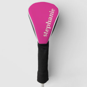 Simple Minimal Magenta Personalised Hot Pink Golf Head Cover