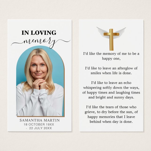 Simple Minimal Memorial Funeral Bookmark (Front & Back)