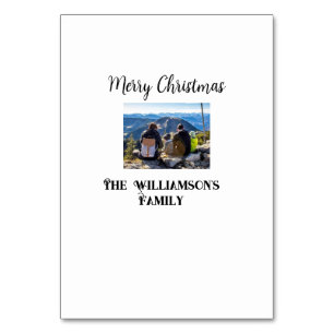 simple minimal merry Christmas add family name tex Table Number