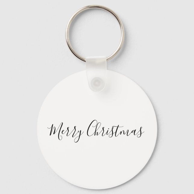  SIMPLE MINIMAL merry Christmas Card Classic Round Key Ring (Front)