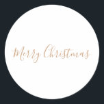 SIMPLE MINIMAL merry Christmas Card Classic Round Sticker<br><div class="desc">design</div>