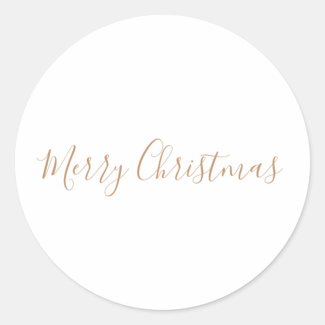  SIMPLE MINIMAL merry Christmas Card Classic Round Sticker (Front)