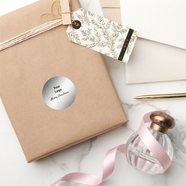  SIMPLE MINIMAL merry Christmas Card Classic Round Sticker (Gifting)