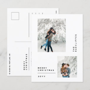 simple minimal merry christmas multi photo holiday postcard