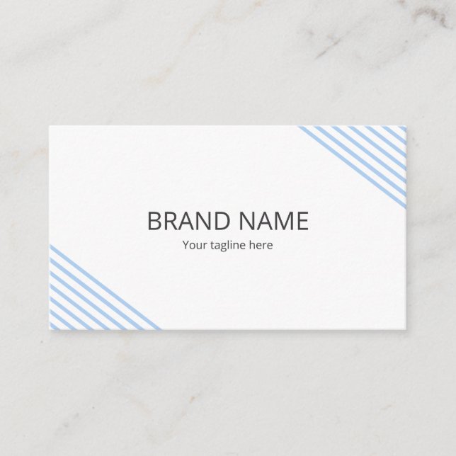 Simple Minimal Modern Blue Stripe Accent Frame Business Card (Front)