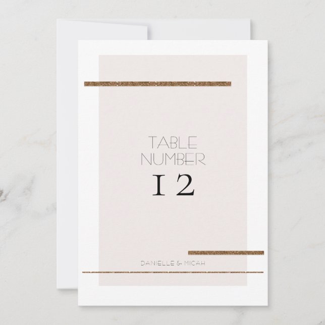 Simple Minimal Modern Blush Gold Table Number (Front)
