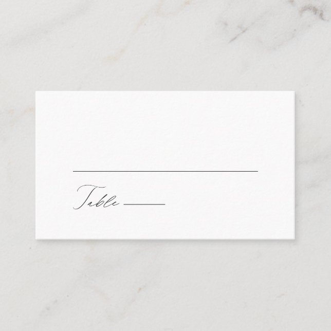 Simple Minimal Modern Calligraphy Flat Wedding Place Card (Front)