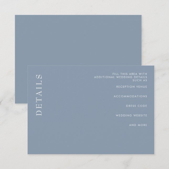  Simple Minimal Modern Dusty Blue Wedding  Enclosure Card (Front/Back)