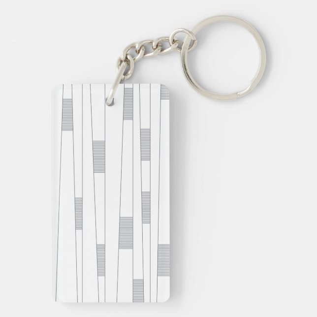 Simple, minimal, modern line graphic pattern key ring (Back)
