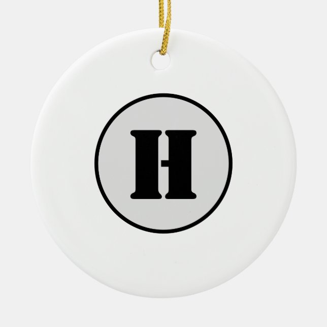SIMPLE MINIMAL MODERN MONOGRAM ELEGANT STYLE CHIC  CERAMIC TREE DECORATION (Front)