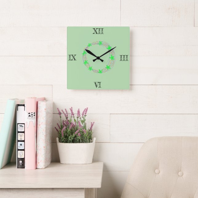 SIMPLE MINIMAL MODERN MONOGRAM ELEGANT STYLE CHIC  SQUARE WALL CLOCK (Reading Room)