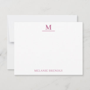 Simple Minimal Modern Monogram Flat Note Card