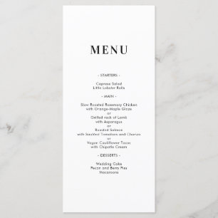 Simple Minimal Modern Monogram Wedding Menu Card