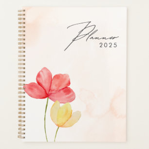 Simple minimal modern Peach floral Planner 2025
