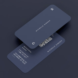 Simple Minimal Modern Professional Navy Blue Business Card