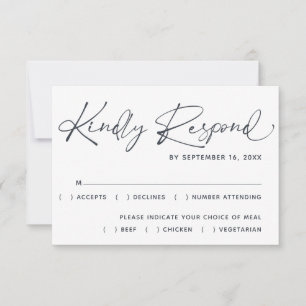 Simple Minimal Modern Script Wedding RSVP Card