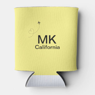 Simple minimal monogram add text travel plane phot can cooler