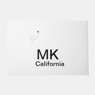 Simple minimal monogram add text travel plane phot doormat
