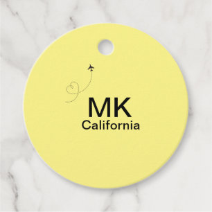 Simple minimal monogram add text travel plane phot favour tags