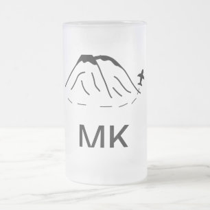 Simple minimal monogram add text travel plane phot frosted glass beer mug