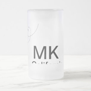 Simple minimal monogram add text travel plane phot frosted glass beer mug