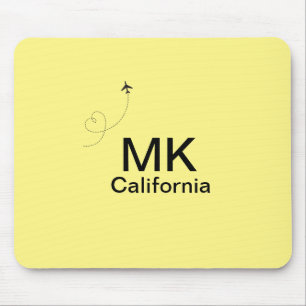 Simple minimal monogram add text travel plane phot mouse mat