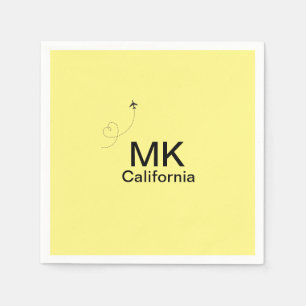 Simple minimal monogram add text travel plane phot napkin