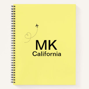 Simple minimal monogram add text travel plane phot notebook