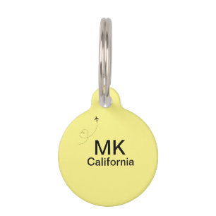 Simple minimal monogram add text travel plane phot pet tag