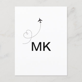 Simple minimal monogram add text travel plane phot postcard