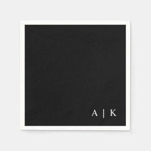 Simple Minimal Monogram Black Custom Wedding Napkin