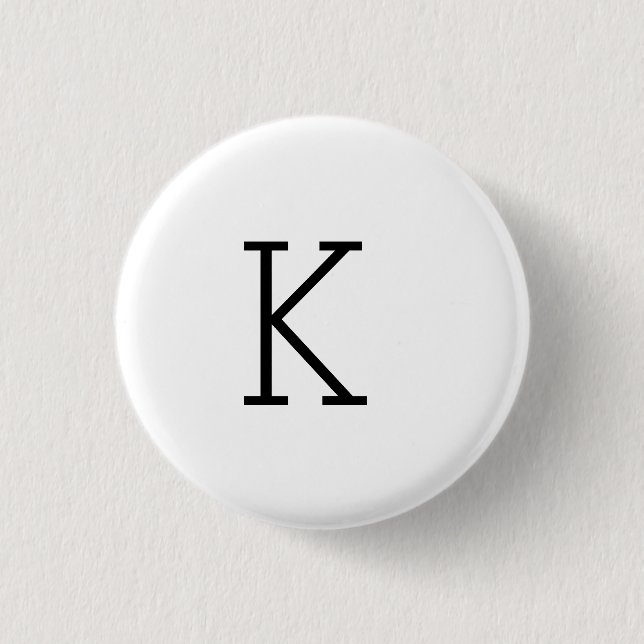 SIMPLE MINIMAL MONOGRAM CUSTOM 3 CM ROUND BADGE (Front)