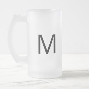 simple minimal monogram logo add your frosted glass beer mug
