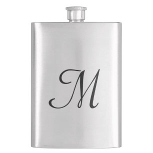 simple minimal monogram logo elegant personalised hip flask