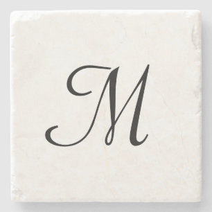 simple minimal monogram logo elegant personalised stone coaster