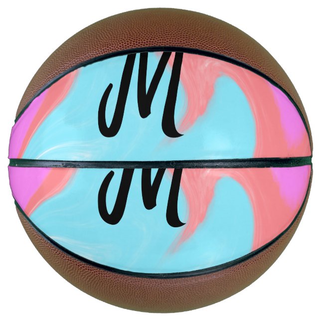 simple minimal monogram logo personalised baking   basketball (Front)