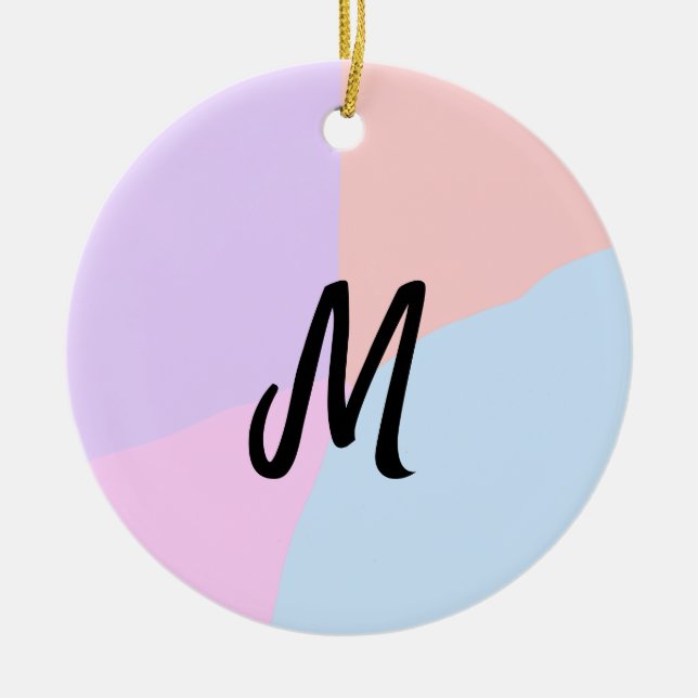 simple minimal monogram logo personalised baking   ceramic tree decoration (Front)