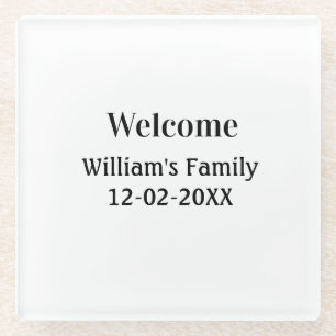 simple minimal monogram logo personalised baking glass coaster