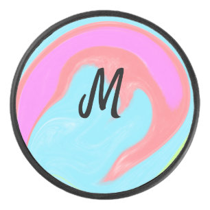 simple minimal monogram logo personalised baking   hockey puck