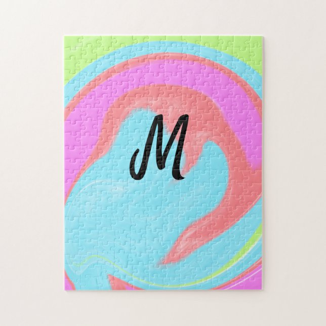 simple minimal monogram logo personalised baking   jigsaw puzzle (Vertical)