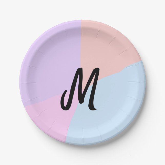 simple minimal monogram logo personalised baking   paper plate (Front)